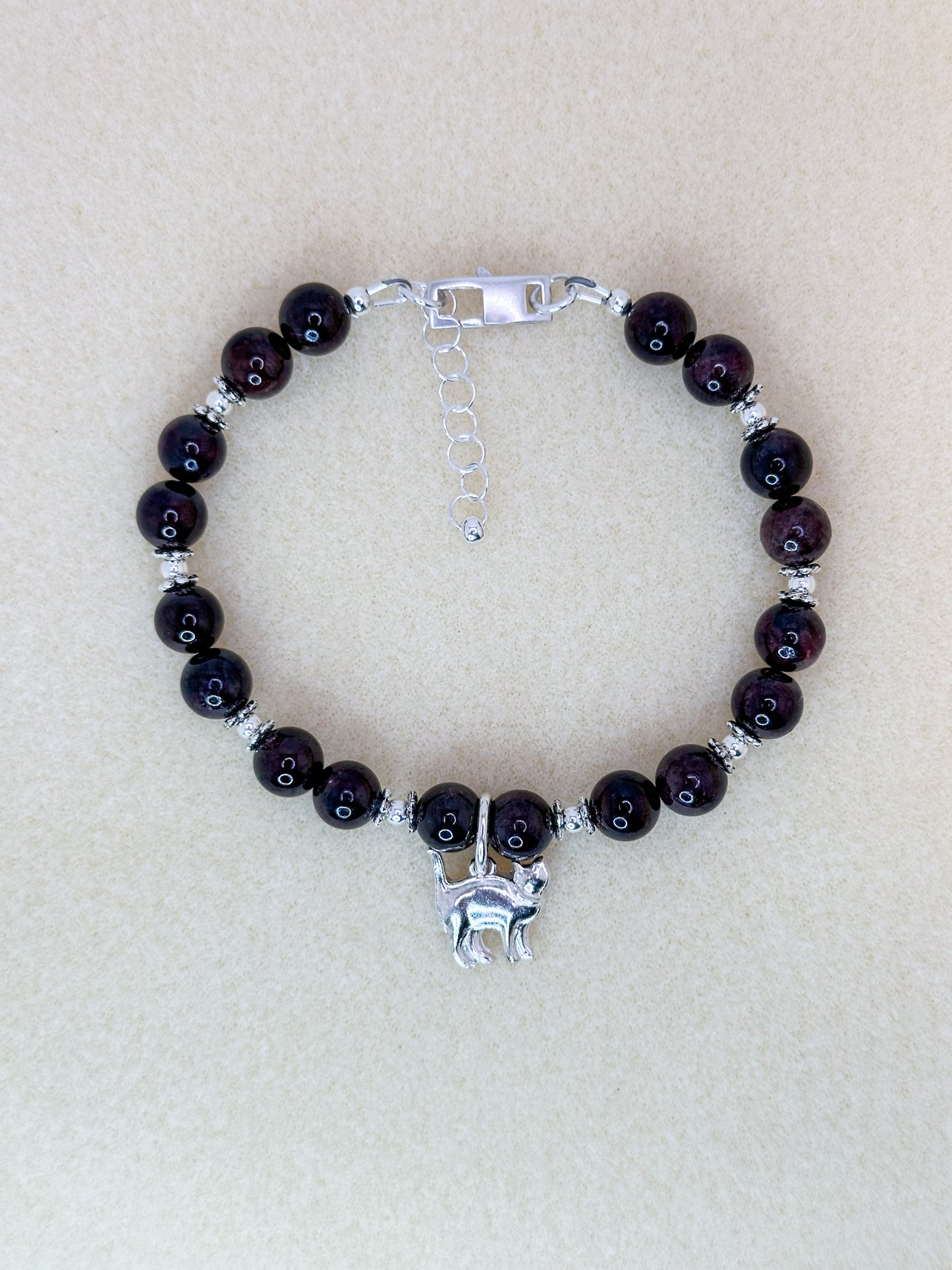Lovely Garnet and Silver Gemstone Bracelet