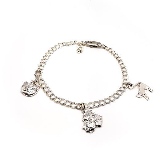 Gone Fishing Sterling Silver Charm Bracelet cat charms